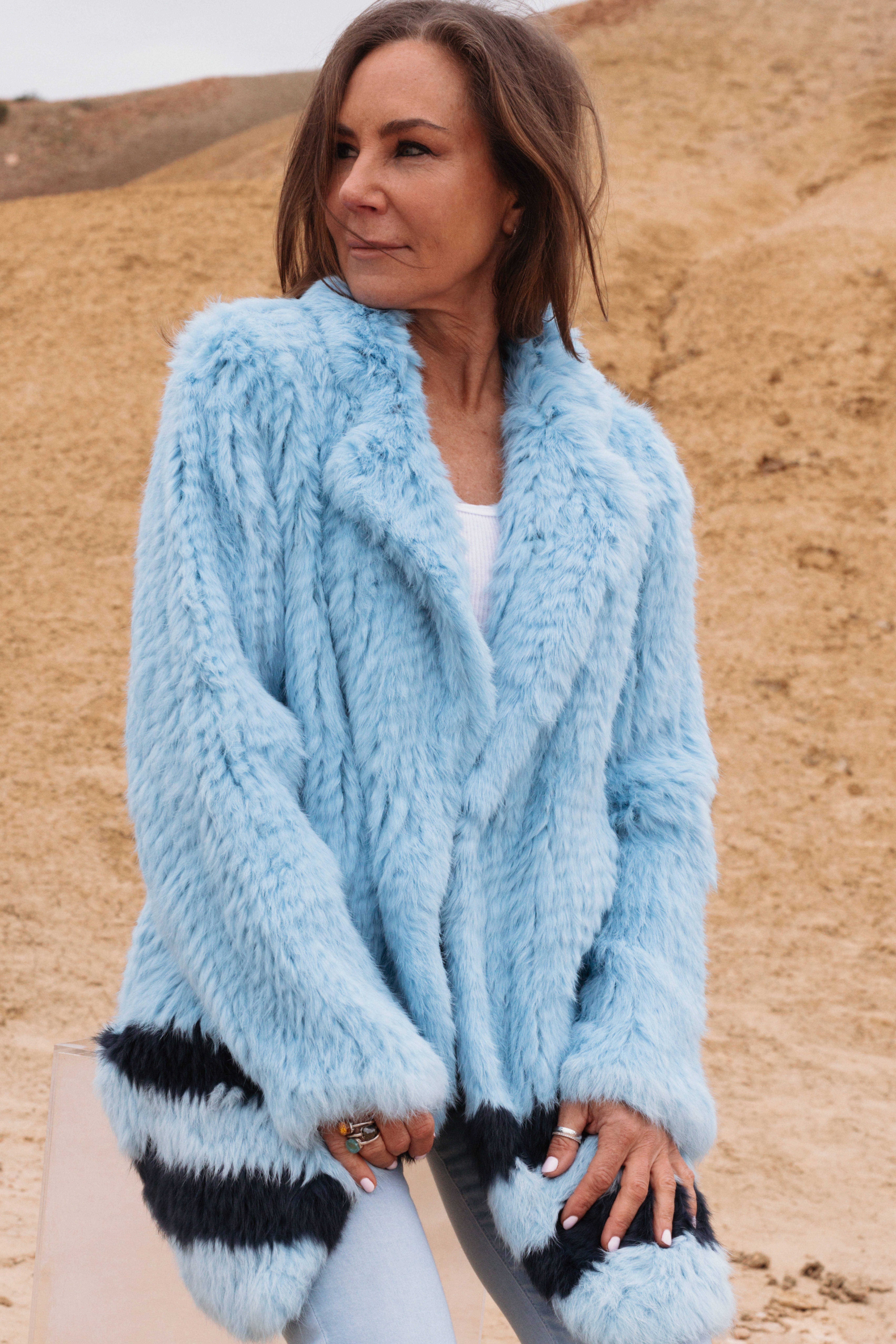 Angel Wings by Lucy MacGill fur collection Winter 23 - Matsu Jacket fur ski blue